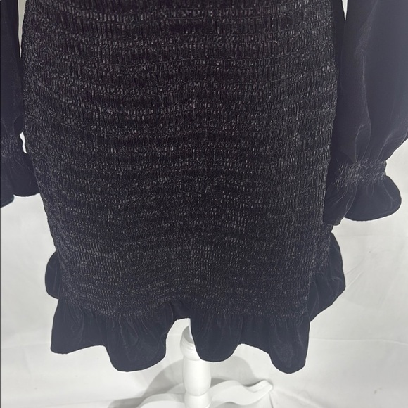 LoveShackFancy Black Smocked Mini Dress Long Sleeve Size L - Picture 7 of 13